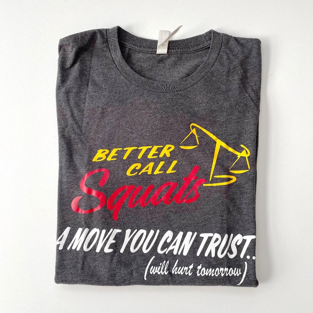 Better Call Saul Squats Mens Sz M Novelty Gym T Shirt Funny Workout Crossfit Tee